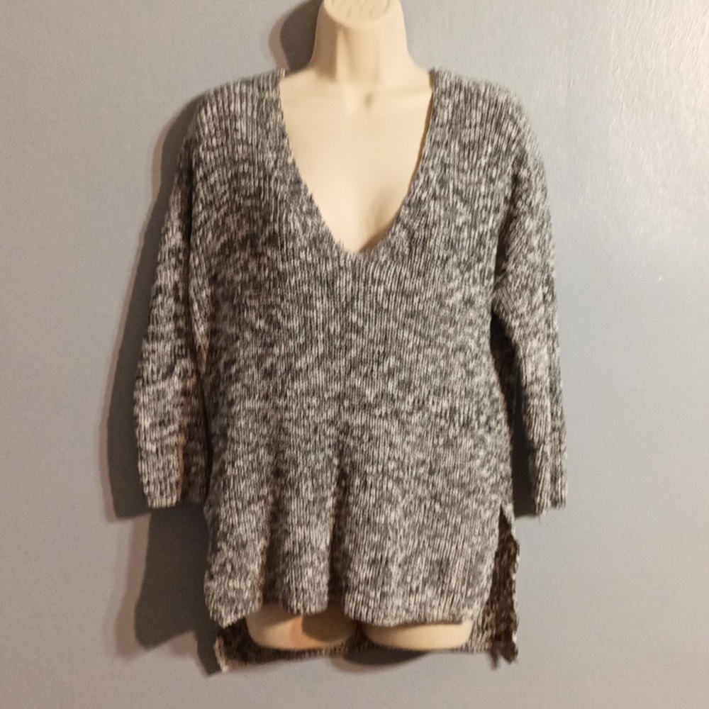 Express women's gray, white and black criss cross back sweater
